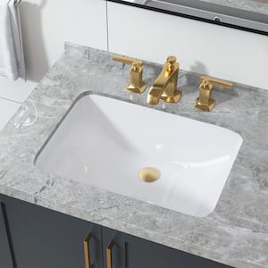 21 in. Rectangle Undermount Bathroom Sink Vitreous China Lavatory Vanity Vessel Sink Basin in White with Overflow Drain