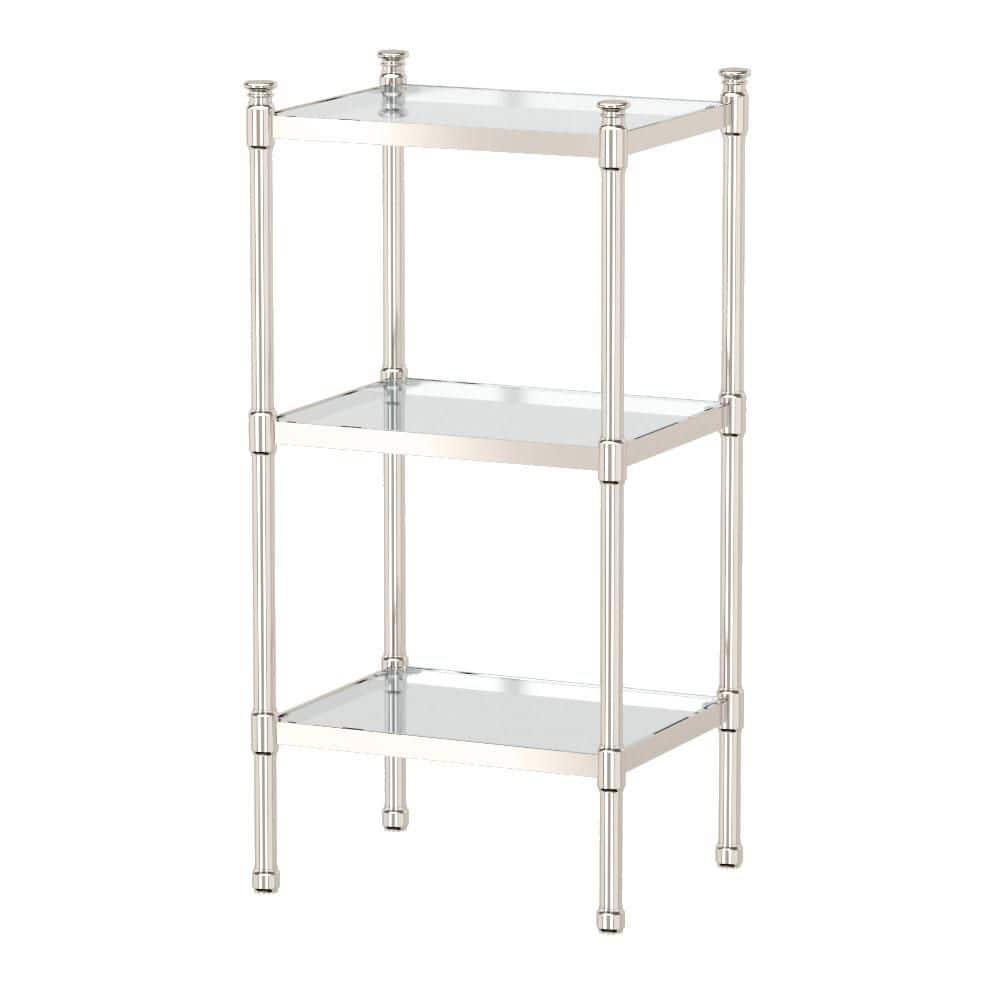 3-Tier Taboret 14.25 in. W x 28.25 in. H x 11.33 in. D Glass Rectangular Shelf in Polished Nickel price history on PriceWatchPro