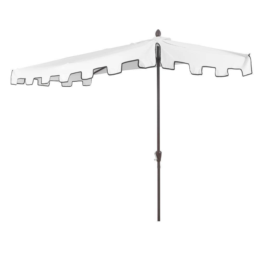 Sidney 9 ft. White Aluminum MidCentury Patio Umbrella with Crank