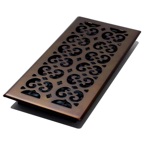 Decor Grates 6 in. x 14 in. Scroll Rub Bronze Floor Register