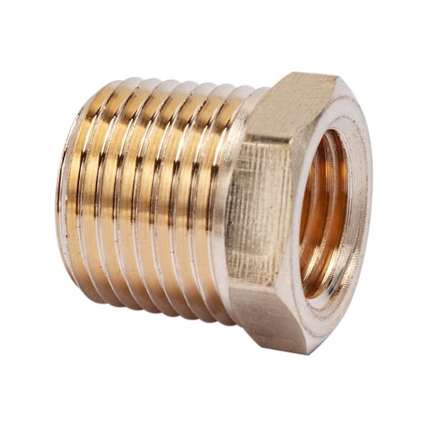 LTWFITTING 3/8 in. MIP x 1/4 in. FIP Brass Pipe Hex Bushing Fitting (10-Pack)