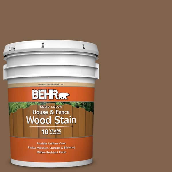 BEHR 5 gal. #SC-109 Wrangler Brown Solid Color House and Fence Exterior Wood Stain