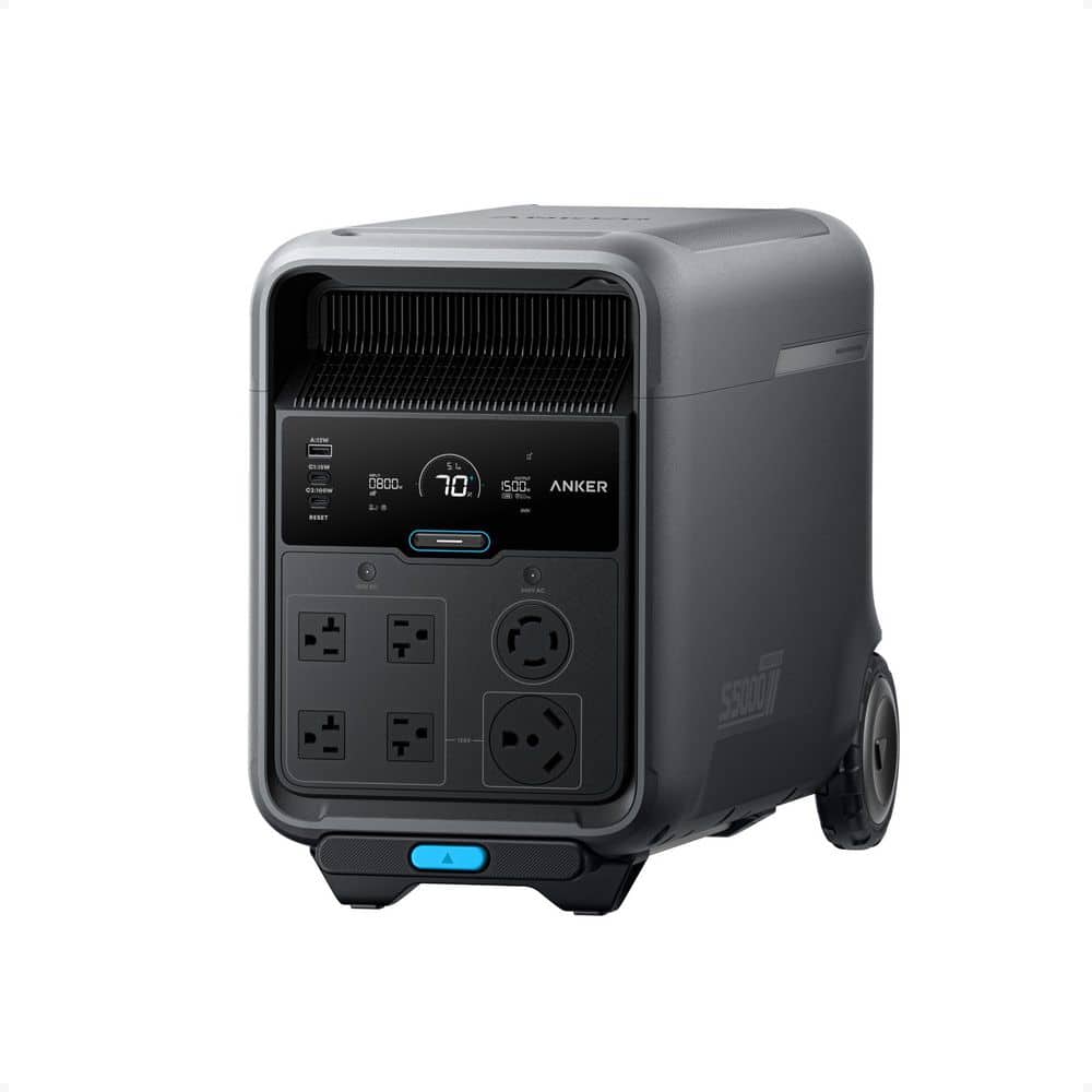 Anker SOLIX S5000 Portable Power Station, 4,500-Watt/ 5,024Wh Push Button Solar Generator, for Home Backup, Power Outages