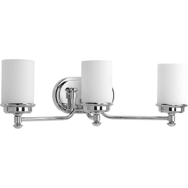 Glide Collection 3-Light Polished Chrome Etched Opal Glass Coastal Bath Vanity Light