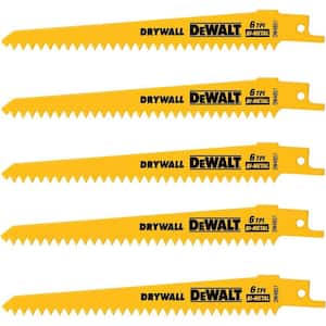 6 in. 6 TPI Plaster Cutting Bi-Metal Reciprocating Saw Blade (5-Pack)
