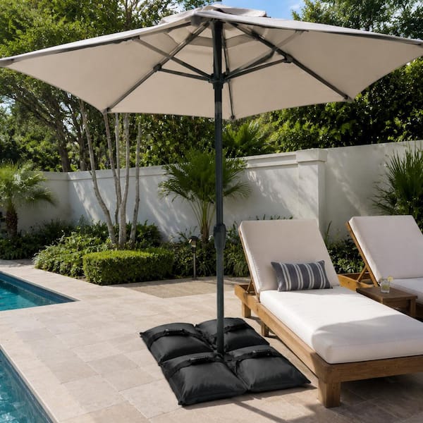 90 pound patio umbrella base 90LBS Sand Bags for Base, 2Pack Umbrella Weight Bags, 1680D Oxford featuring removable wheels and pole neck for easy transport and storage SenQWFa 90 lb. Oxford Cloth