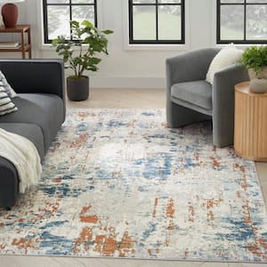 Concerto Beige Blue Rust 8 ft. x 10 ft. Abstract Contemporary Area Rug
