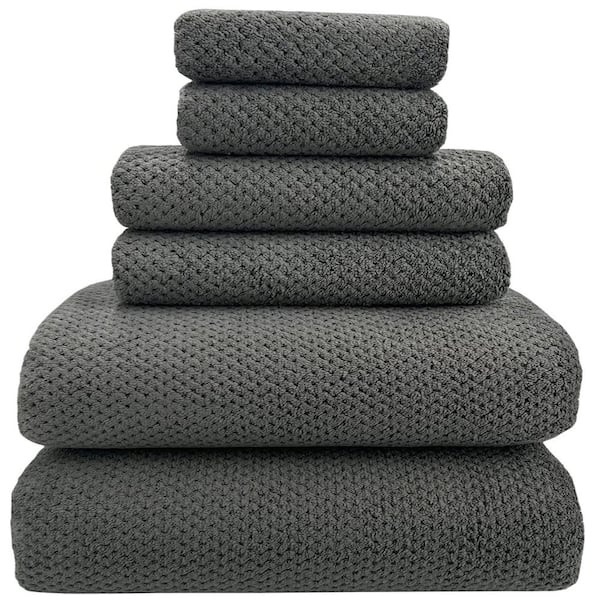 6-Piece Charcoal Grey Quick Dry Super Soft Microfiber Towel Set