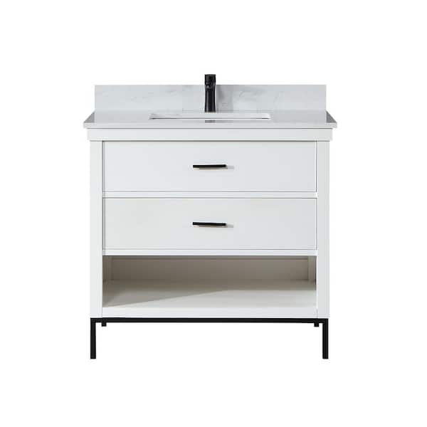 Altair Kesia 36 in. W x 22 in. D x 34 in. H Bath Vanity in White with ...