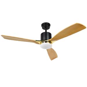 Solid 52 in. Integrated LED Indoor Maple Ceiling Fan with Light and Remote Control