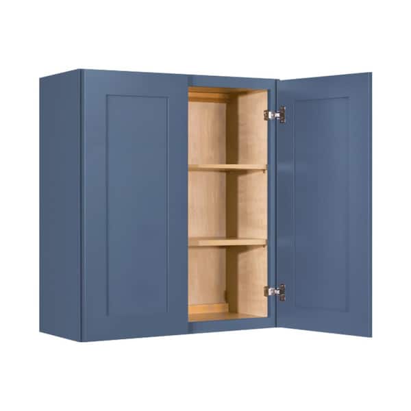 Lancaster Blue Plywood Shaker Stock Assembled Wall Kitchen Cabinet 24 in. W x 36 in. H x 12 in. D