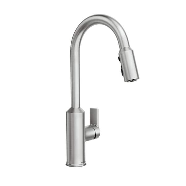 MOEN Meena Single-Handle Pull Down Sprayer Kitchen Faucet with Power Clean and Reflex in Spot Resist Brushed Nickel