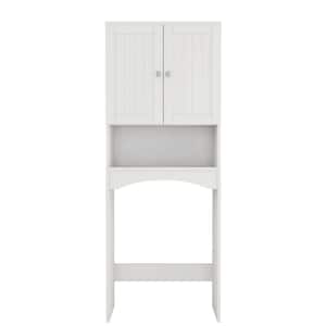 23.6 in. W x 61.8 in. H x 9 in. D White Over-the-Toilet Storage Bathroom Shelf Space Saver Wall Cabinet