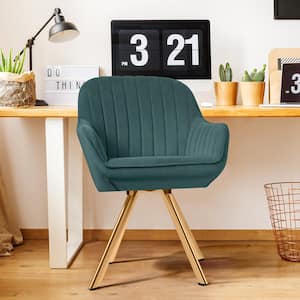 Modern Dark Green Brushed Velvet Swivel Accent Armchair with Metal Legs for Living