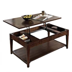 Crestline 48 in. Mocha Cherry Large Rectangle Wood Coffee Table with Lift Top