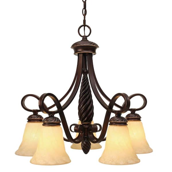 Golden Lighting Laurent Collection 5-Light Cordoban Bronze Nook Chandelier