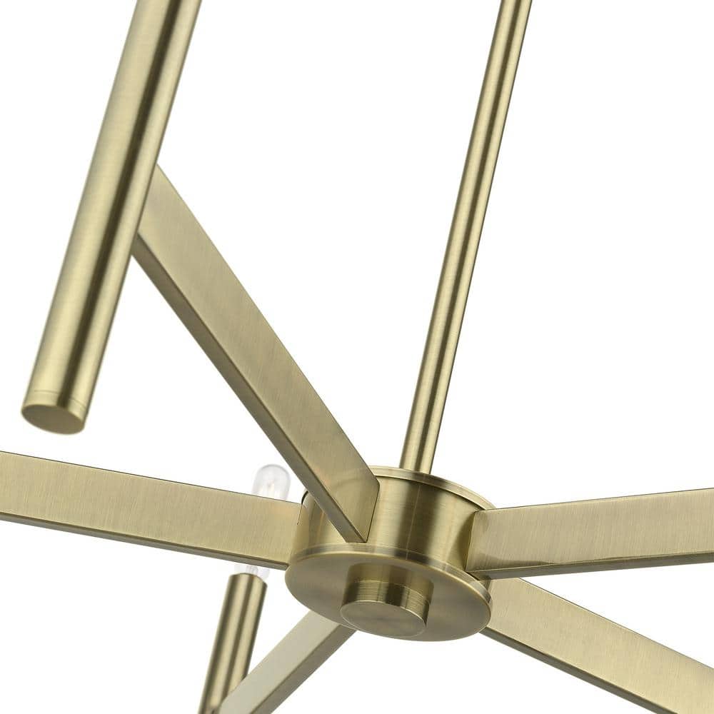 Copenhagen Antique Brass 5-Light Mid-Century Modern Chandelier