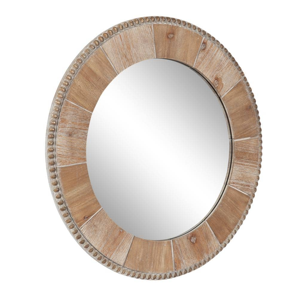 Kate and Laurel Calona 26.00 in. W x 26.00 in. H Natural Round Coastal  Framed Decorative Wall Mirror 224445 - The Home Depot