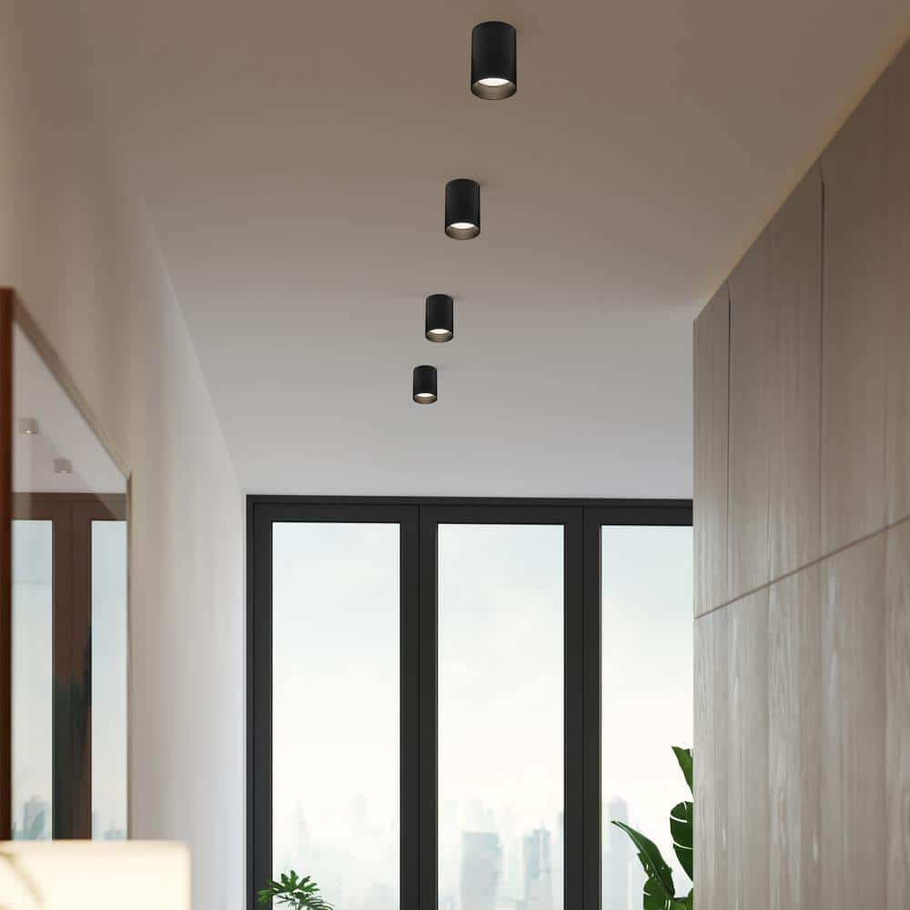 Black Aluminum 3-Inch LED Cylinder Downlight with Adjustable Color Temperature