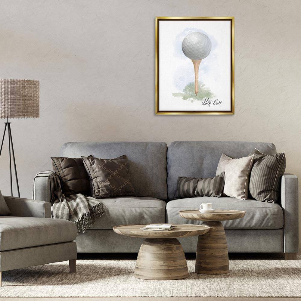 Soft Pastel Golf on Tee by Matthew Piotrowicz Gold Floater Frame Sports Graphic Art Print 31 in. x 25 in. price history on PriceWatchPro