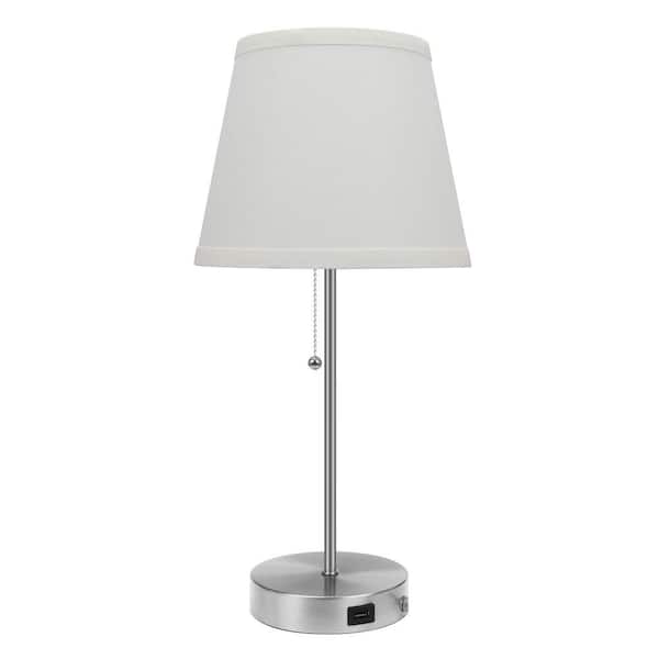 Nersunda 18 in. Nickel Table Lamp with Shade