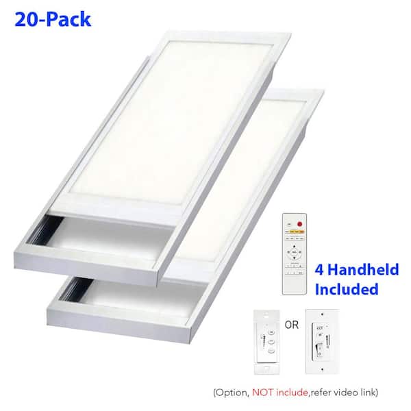 2ft.x4ft. 600W Equivalent 6500 Lumen Dimmable CCT White Integrated LED Panel Light Flush Mount Troffer w/ Frames 20-Pack