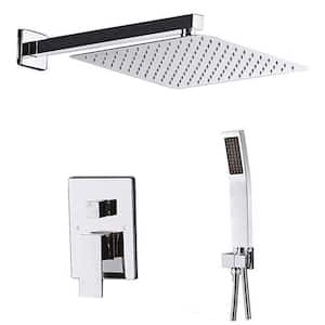 1-Spray Patterns with 2.5 GPM 11.8 in. Wall Mount Dual Handheld Shower Head in Chrome