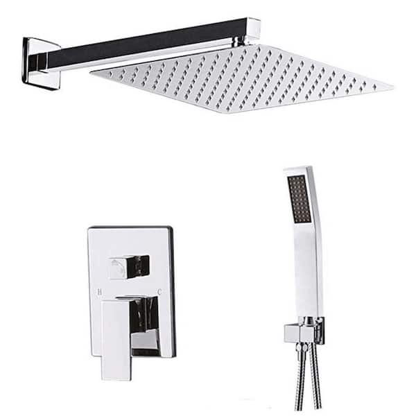 Aosspy 1-Spray Patterns with 2.5 GPM 11.8 in. Wall Mount Dual Handheld Shower Head in Chrome