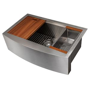ZLINE Moritz Farmhouse 33" Undermount Single Bowl Kitchen Sink in Stainless Steel with Accessories