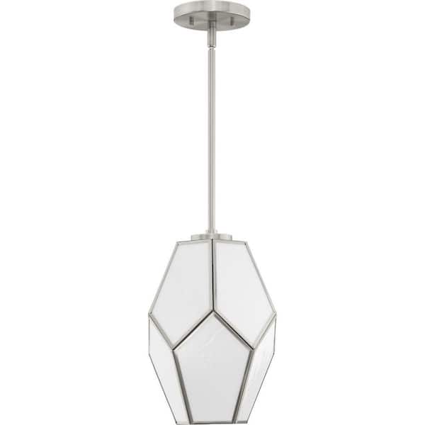 Latham 100-Watt 1-Light Brushed Nickel Contemporary Pendant with Geometrical Frame