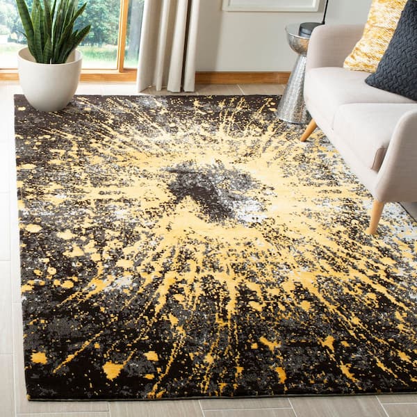 Tibetan 9 ft. x 12 ft. Gold/Black Shatter Area Rug