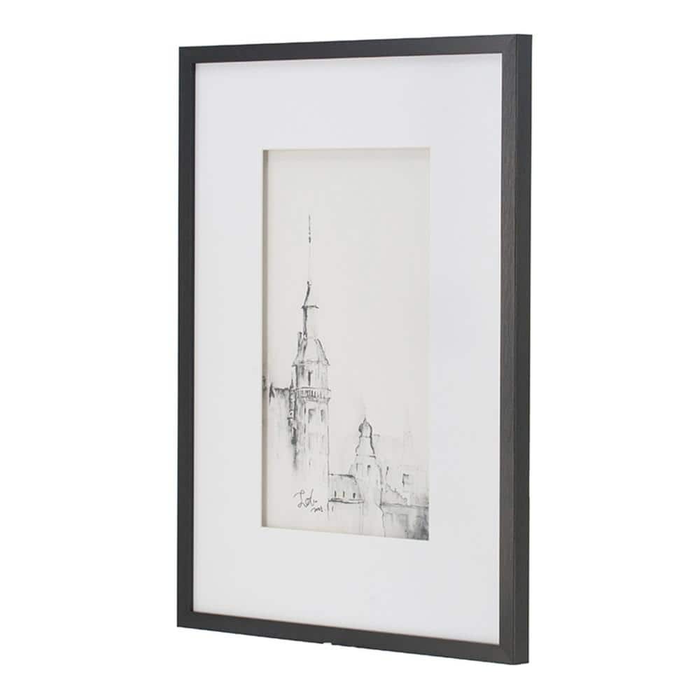 Black and White Architectural Framed Canvas Prints Set of 4