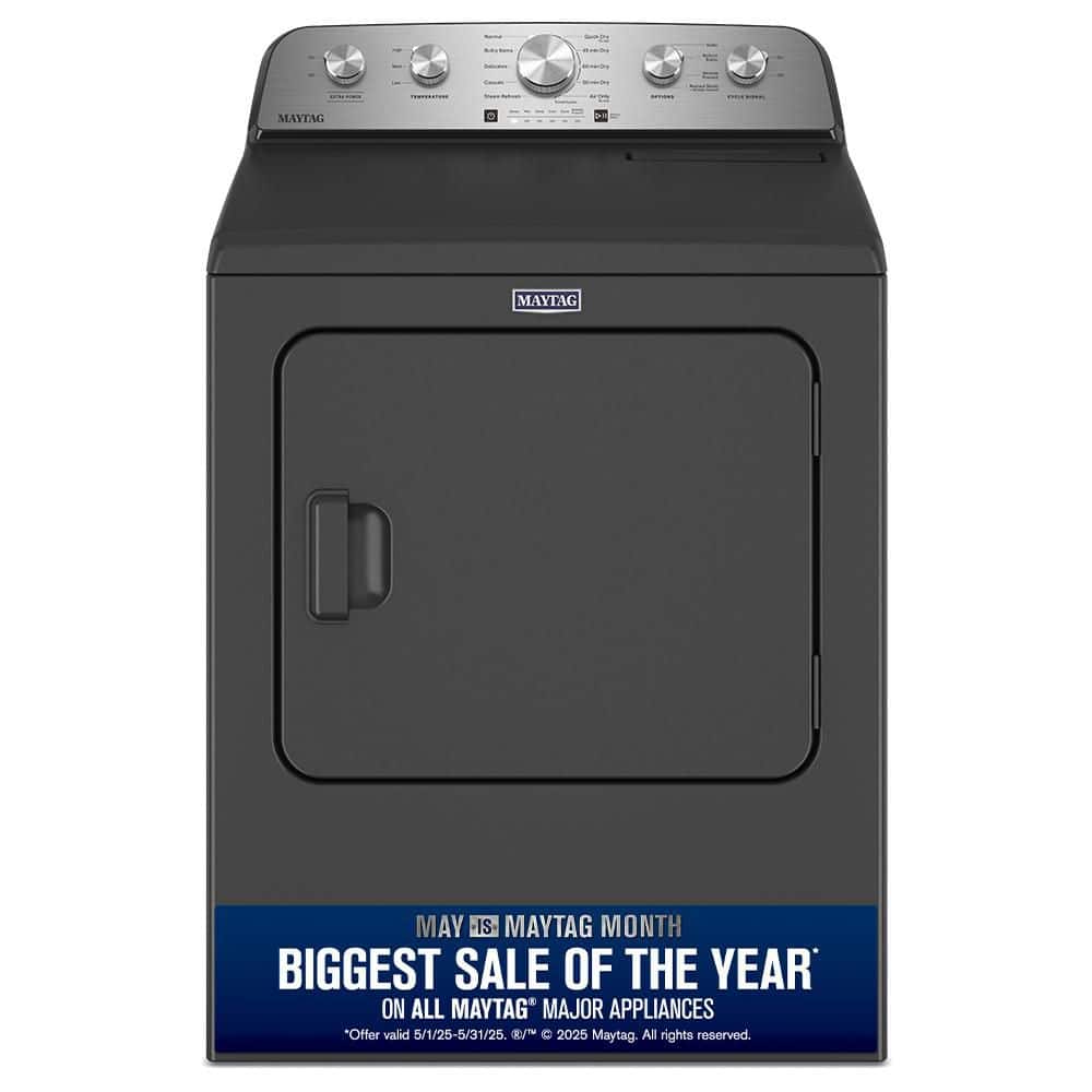 7.0 cu. ft. Vented Top Load Gas Dryer in Volcano Black with Steam-Enhanced Cycles