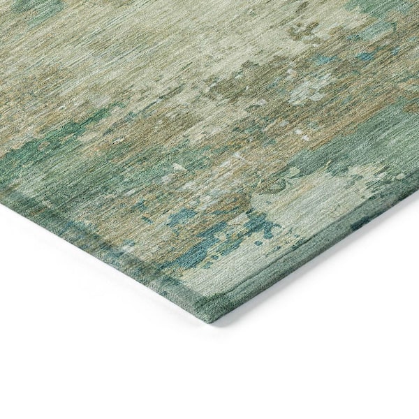 Chantille Machine Washable Indoor/Outdoor Abstract ACN2067 Teal 1 ft. 8 in. x 2 ft. 6 in. Accent Rug