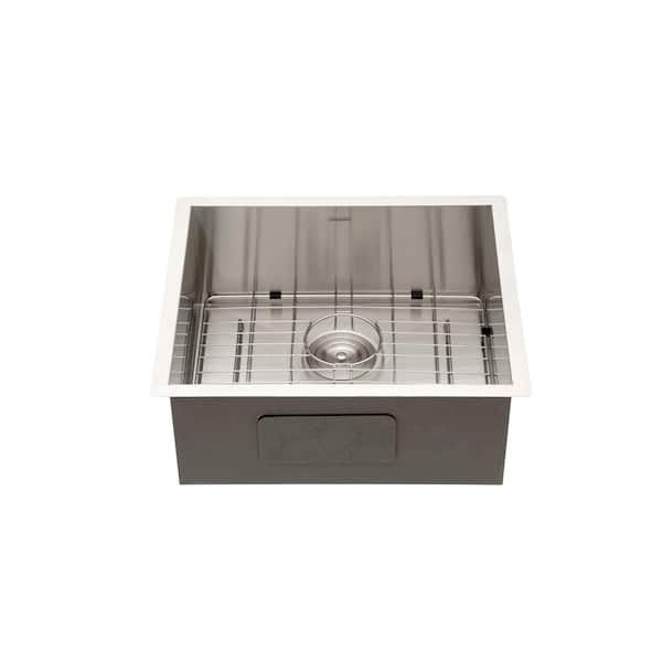 Silver 18-Gauge Stainless Steel 21 in. Single Bowl Undermount Kitchen Sink