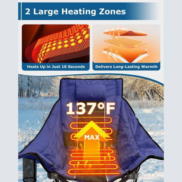 SEEUTEK Heated Camping Chair-Oversized Rocking Chair with 3 Heat