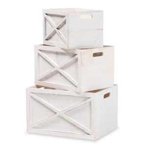 Parra Antique White Wood Storage Crates (3-Pack)