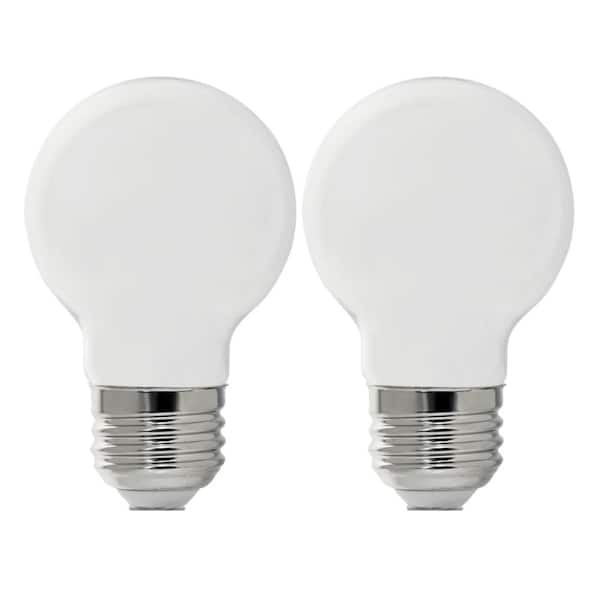 60-Watt Equivalent G16.5 Globe Dimmable Filament White Glass E26 LED Vintage Edison LIght Bulb, Soft White 2700K 2-Pack)