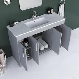 Villa 48 in. W x 18 in. D Bathroom Vanity in Gray with Ceramic Vanity Top in White with White Basin