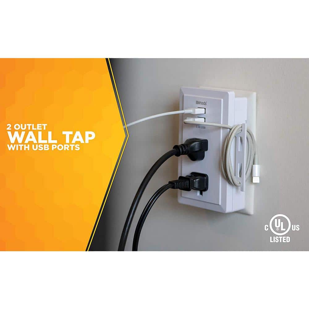 White Tamper Resistant Wall Outlet with 2 USB Ports