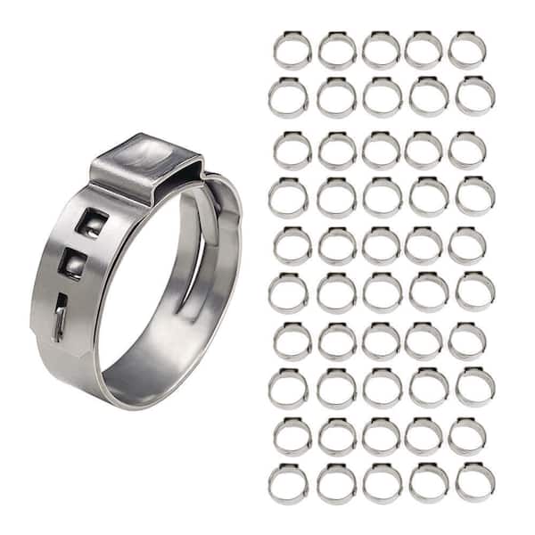 PLUMBFLEX 5/8 in. Stainless Steel Oetiker Style Pinch Clamps PEX Cinch Rings (50-Pack)