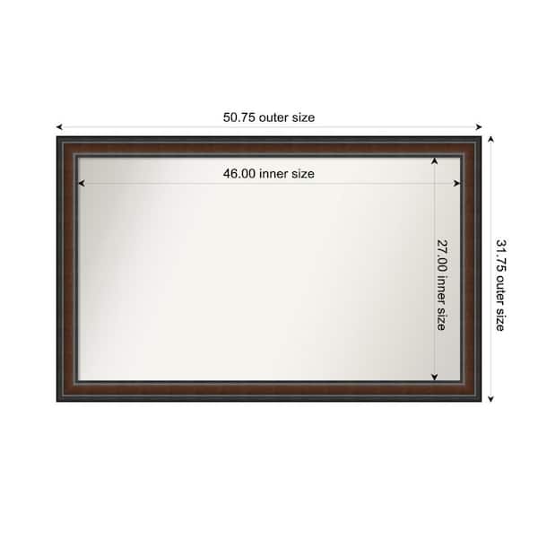 Amanti Art Cyprus Walnut 50.75 in. x 31.75 in. Custom Non-Beveled Wood Framed Bathroom Vantiy Wall Mirror