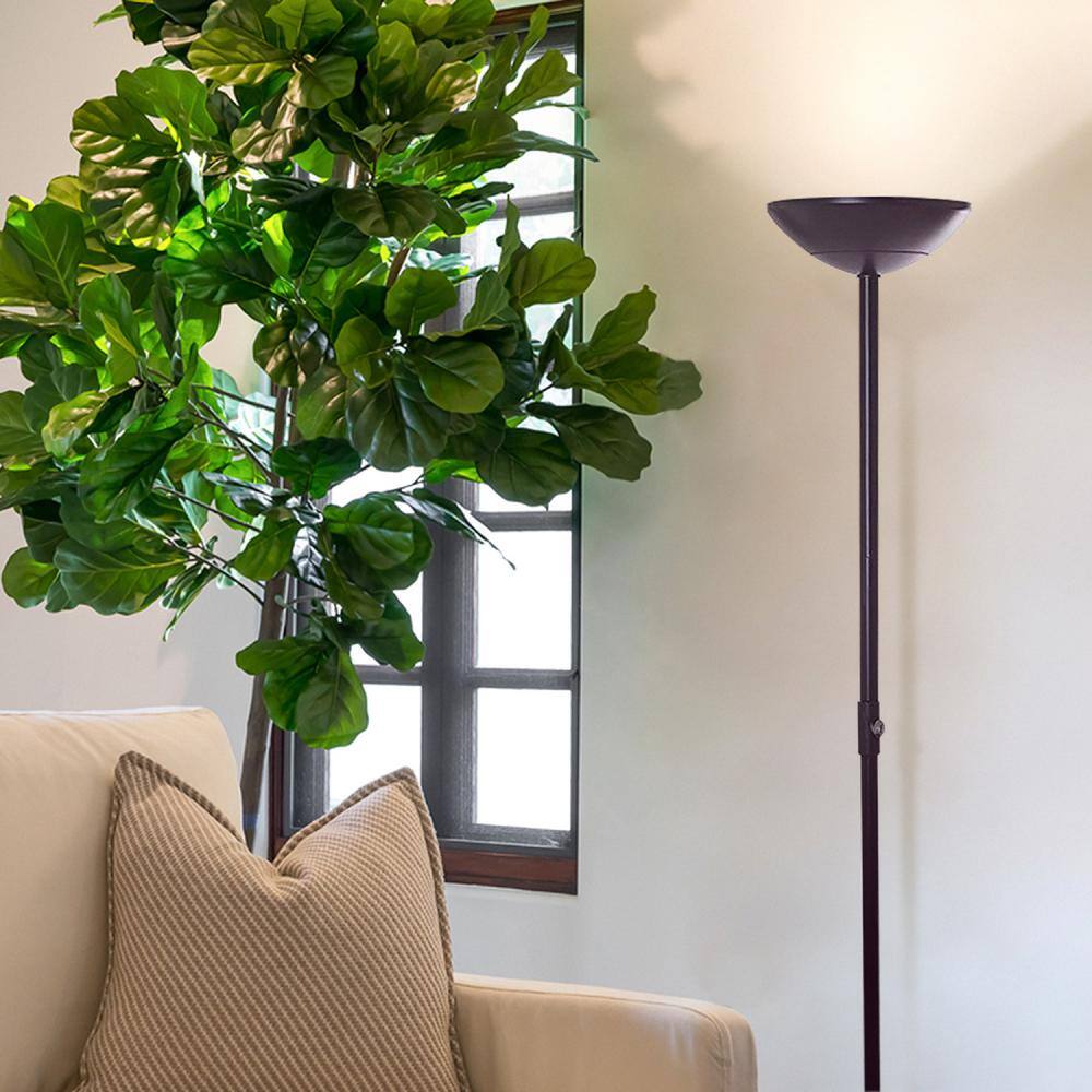 Matte Black 66" Energy-Efficient LED Torchiere for Versatile Use