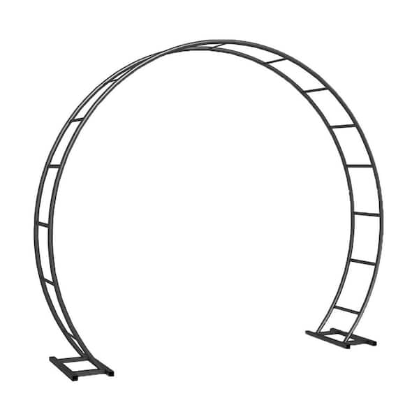 102 in. W x 88.8 in. H Metal Double-Tube Arch Wedding Arbor with Sturdy Base for Ceremony and Garden Trellis Black