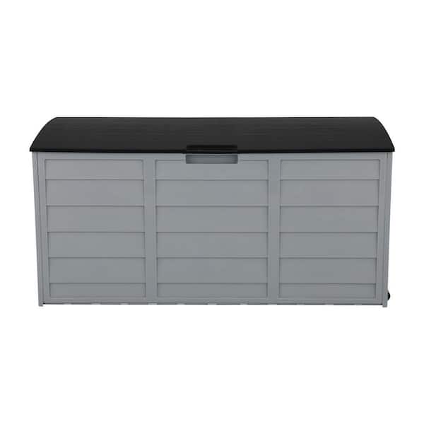 TIRAMISUBEST 75 Gal. Outdoor Garden Black Plastic Storage Box Deck Box  SYXY21590425 - The Home Depot