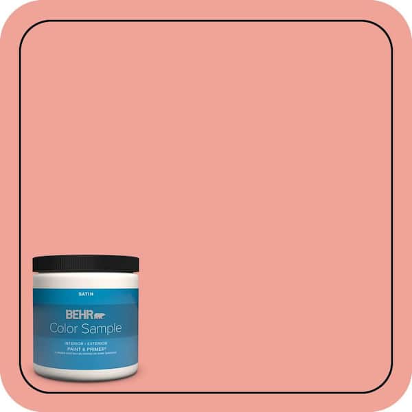 BEHR PREMIUM PLUS 8 oz. #170D-4 Peach Tile Satin Enamel Interior/Exterior Paint & Primer Color Sample