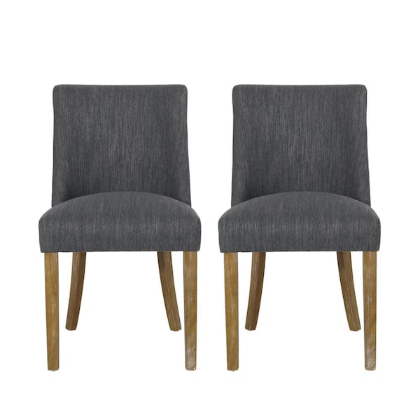 Noble House Bunce Charcoal and Natural Fabric Dining Chair (Set of 2)