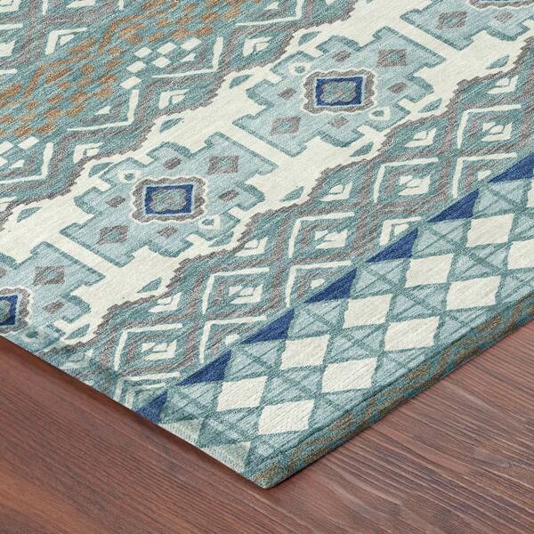 Chantille Machine Washable Indoor/Outdoor Abstract ACN2760 Teal 10 ft. x 14 ft. Area Rug