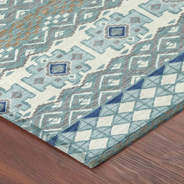 Chantille Machine Washable Indoor/Outdoor Abstract ACN2760 Teal 5 ft. x 7 ft. 6 in. Area Rug
