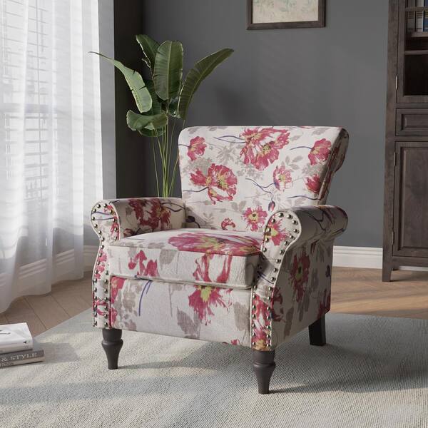 Uixe Mid-Century Pink and White Multicolor Floral Linen